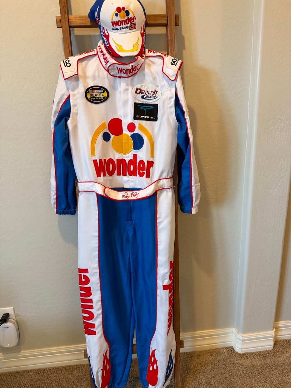 Ricky Bobby Wonder Bread Racing Suit Costume Talladega Nights #26 w/ Hat - Small